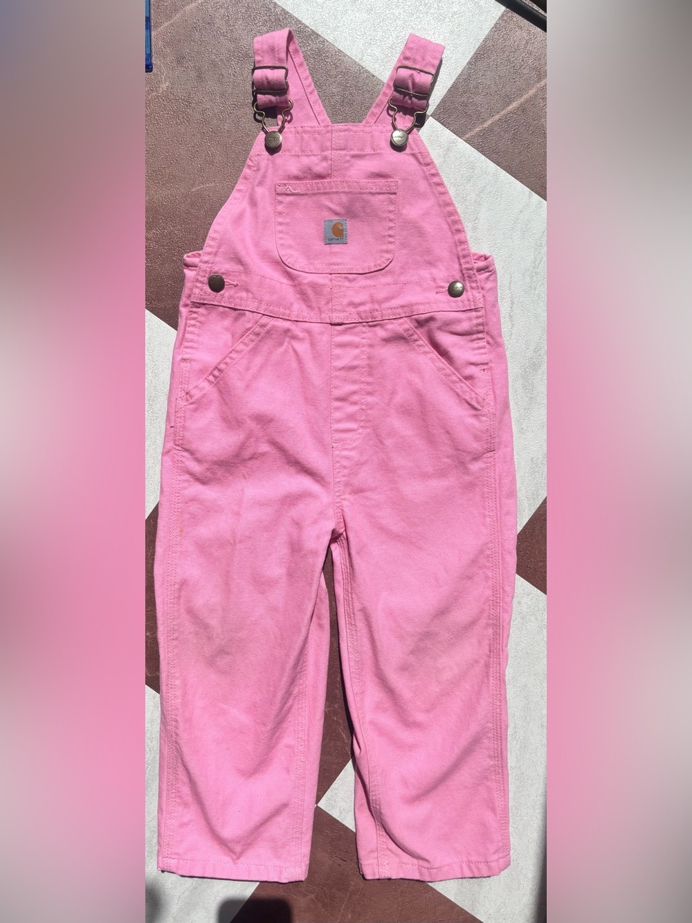 Kids Carhartt Pink Bib Canvas Overalls Toddler Size 3T